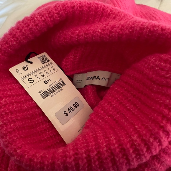 ZARA Knit Oversized Turtle Neck Sweater in Hot Pink - Size S Small - NWT - Picture 4 of 6